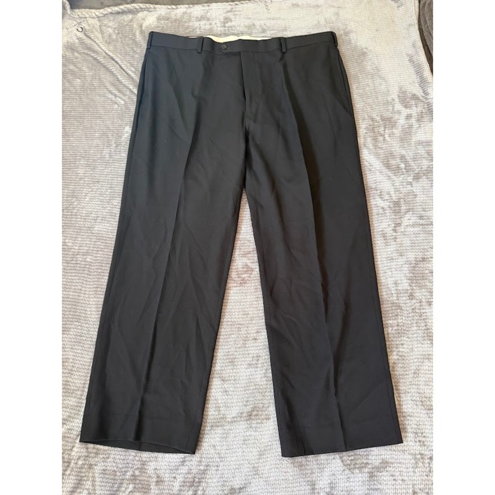 Brooks Brothers 1818 Madison Mens 44x31 Black 100% Wool Pleated Dress Pants
